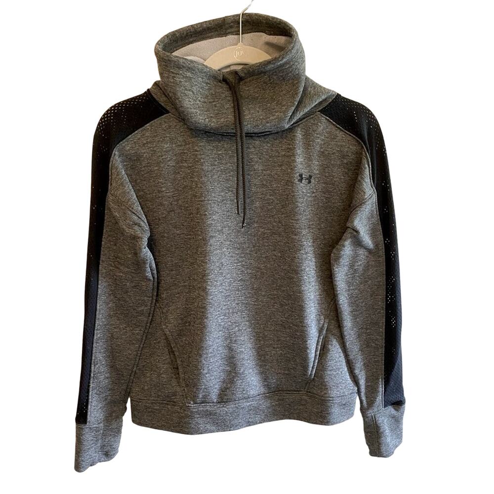 Under Armour Women’s Black Gray High Neck Mesh‎ Pockets Sweatshirt Size XS